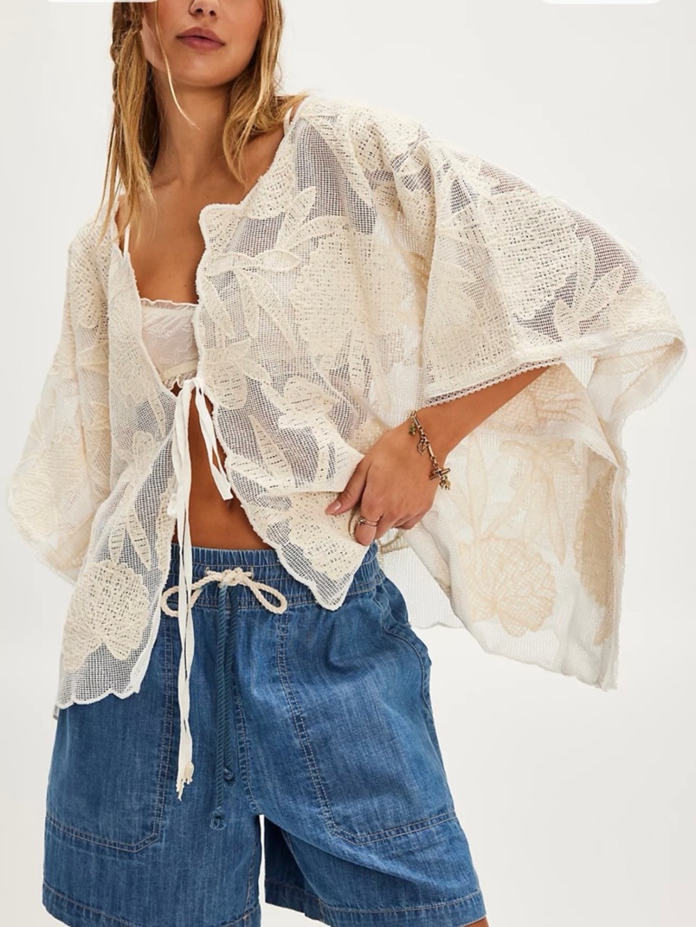 Free People Willow Tie Front Cape NWT